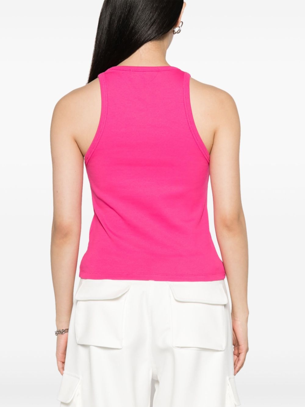 embroidered-logo ribbed tank top - 4