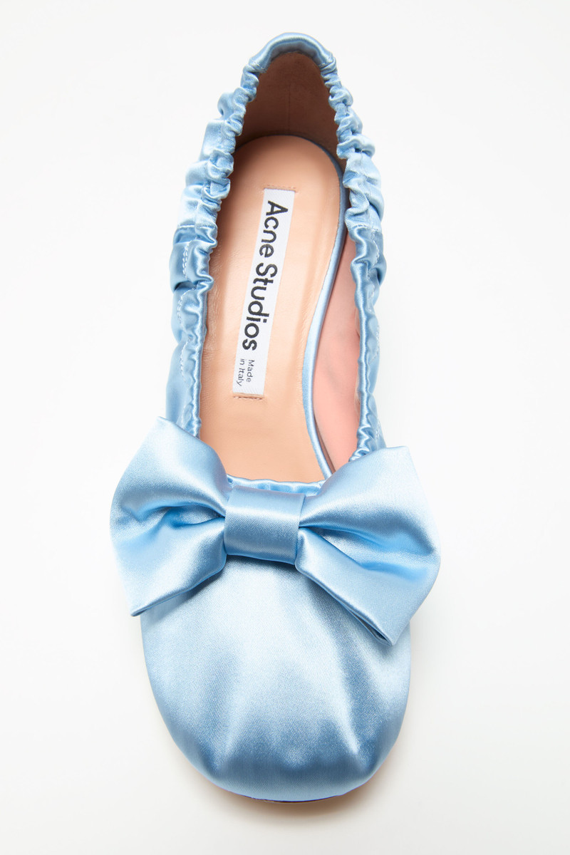 Satin bow heels - Sky blue 4