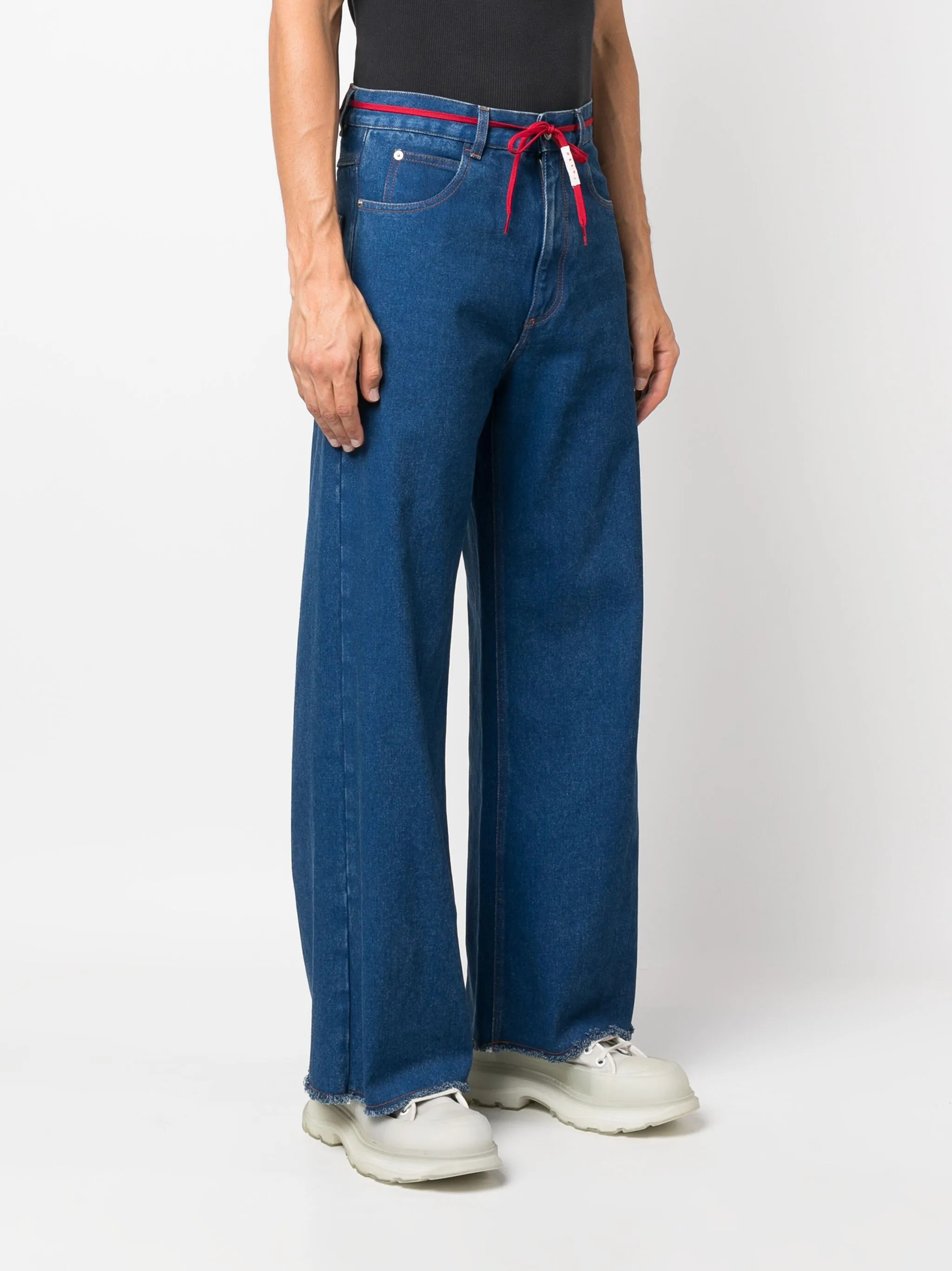 MARNI - Men Low Rise Red Belt Jeans - 2