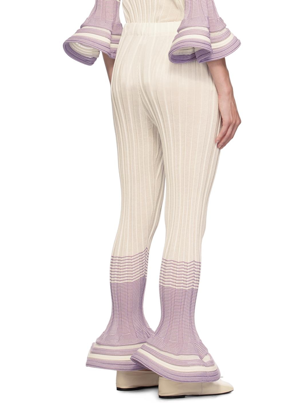 White & Purple Asagao Trousers - 3