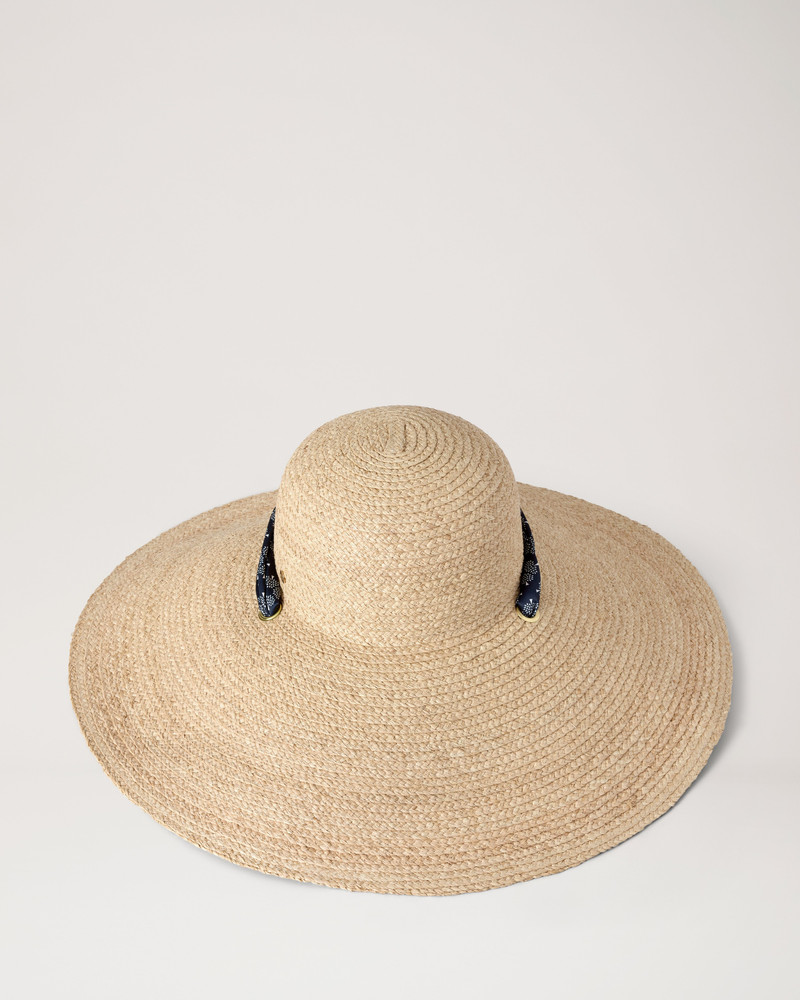 Raffia Scarf Tie Sun Hat Beige 100% Raffia 3
