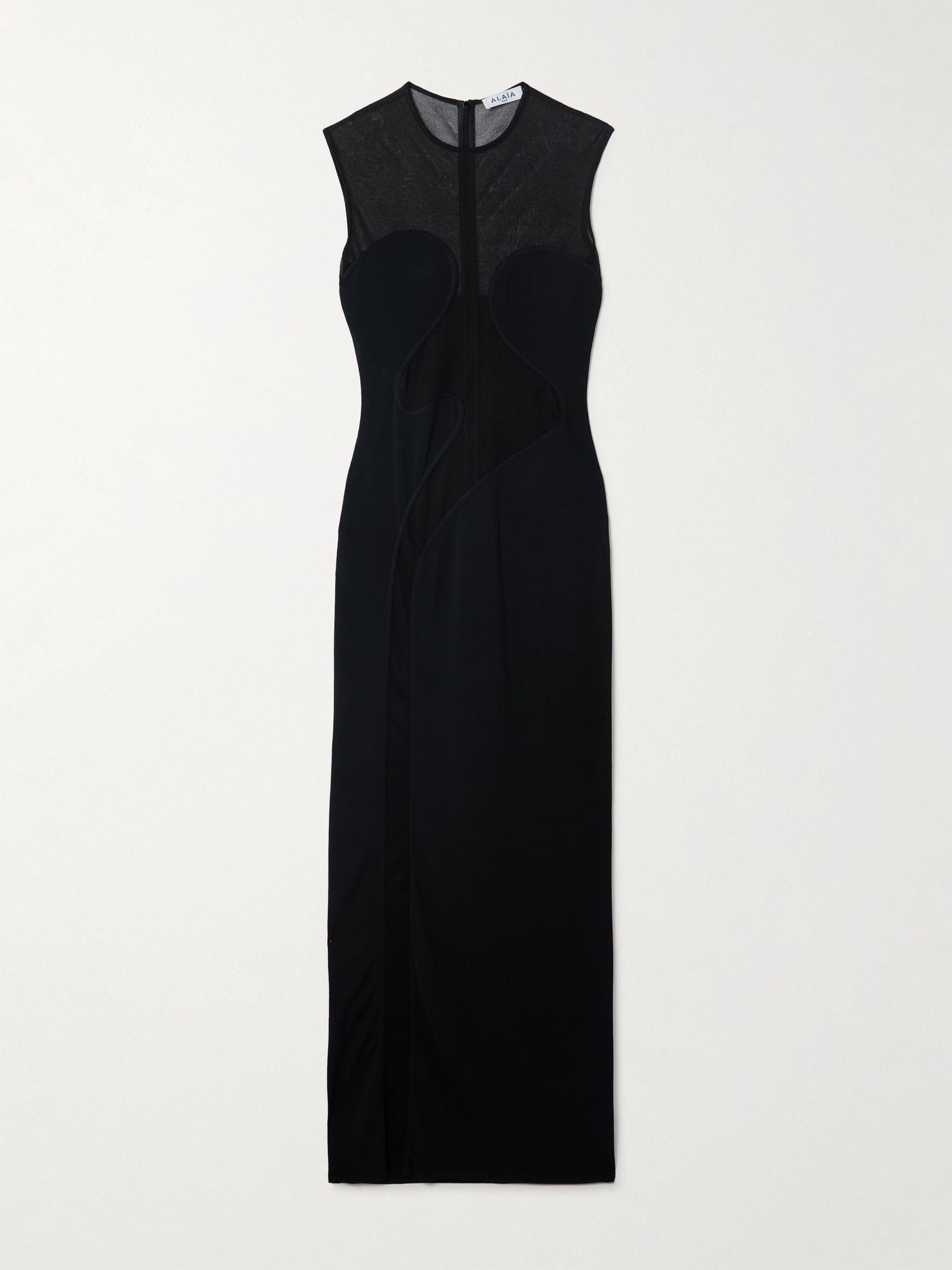 Silk-trimmed stretch-knit maxi dress Black - 1