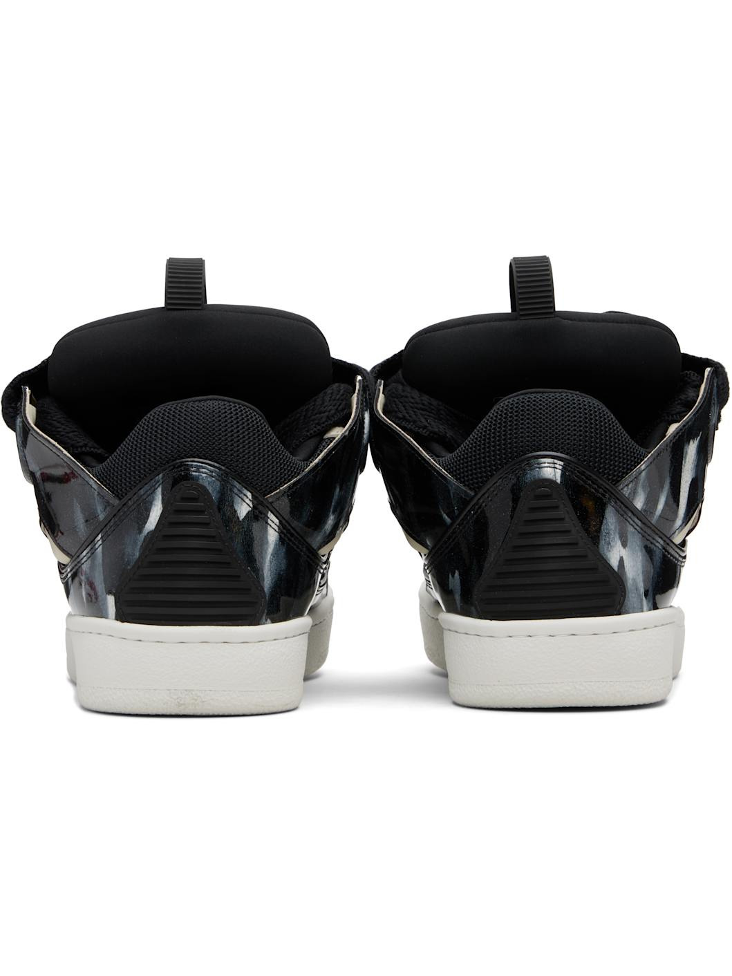 Black Curb Leather Sparkles Sneakers - 2