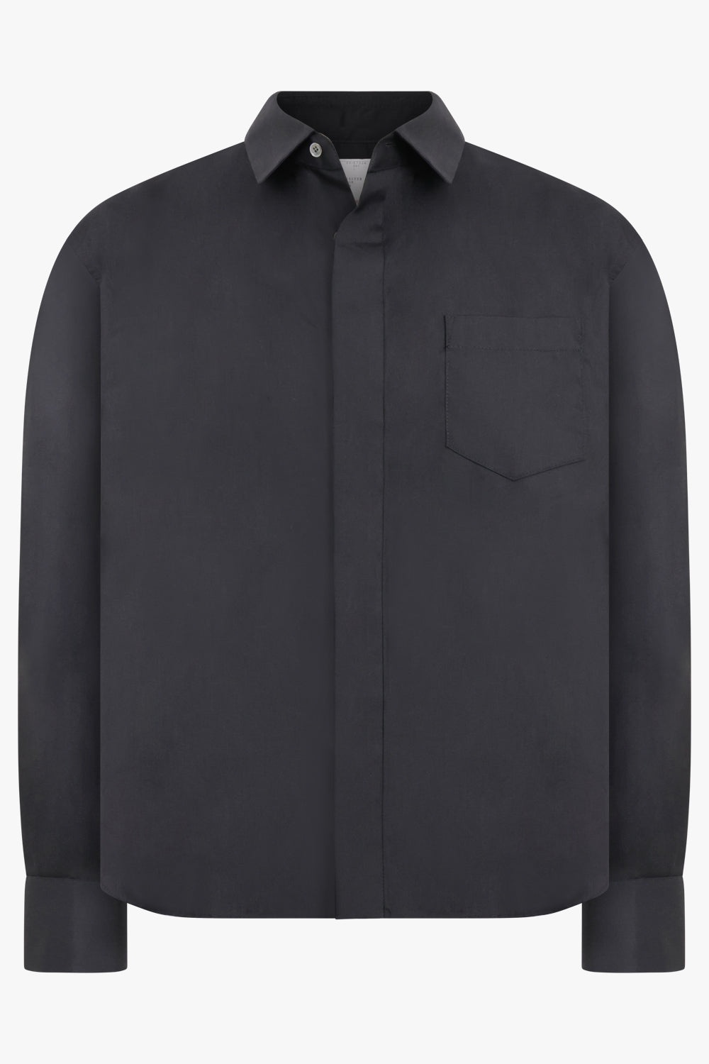 COTTON POPLIN X NYLON TWILL SHIRT | BLACK - 1