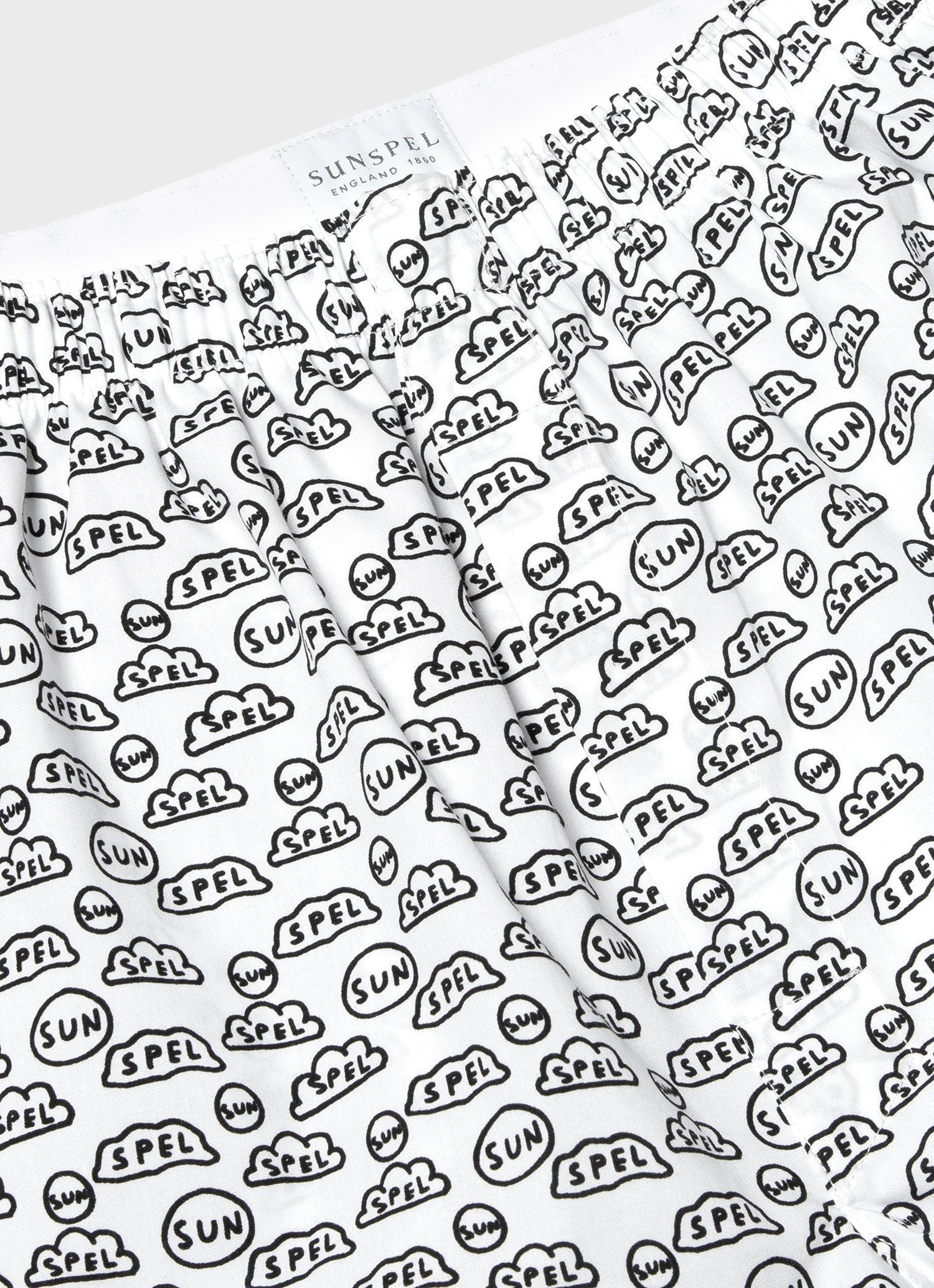 David Shrigley Boxer Shorts in Whites Ds Line Sun & Cloud - 4