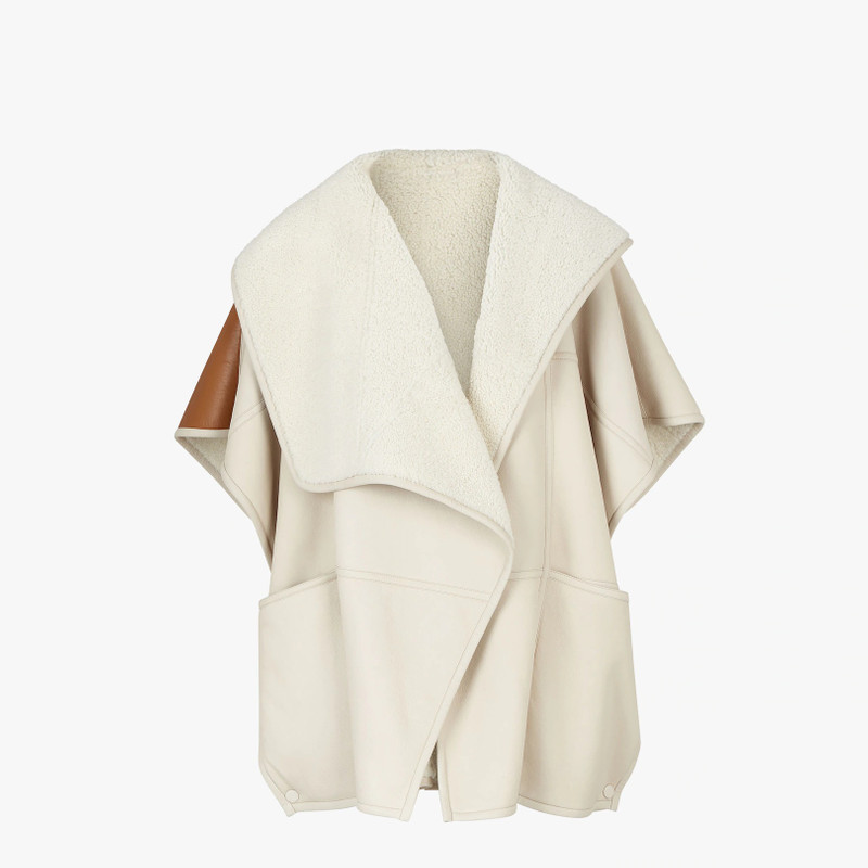 Beige shearling cape 1