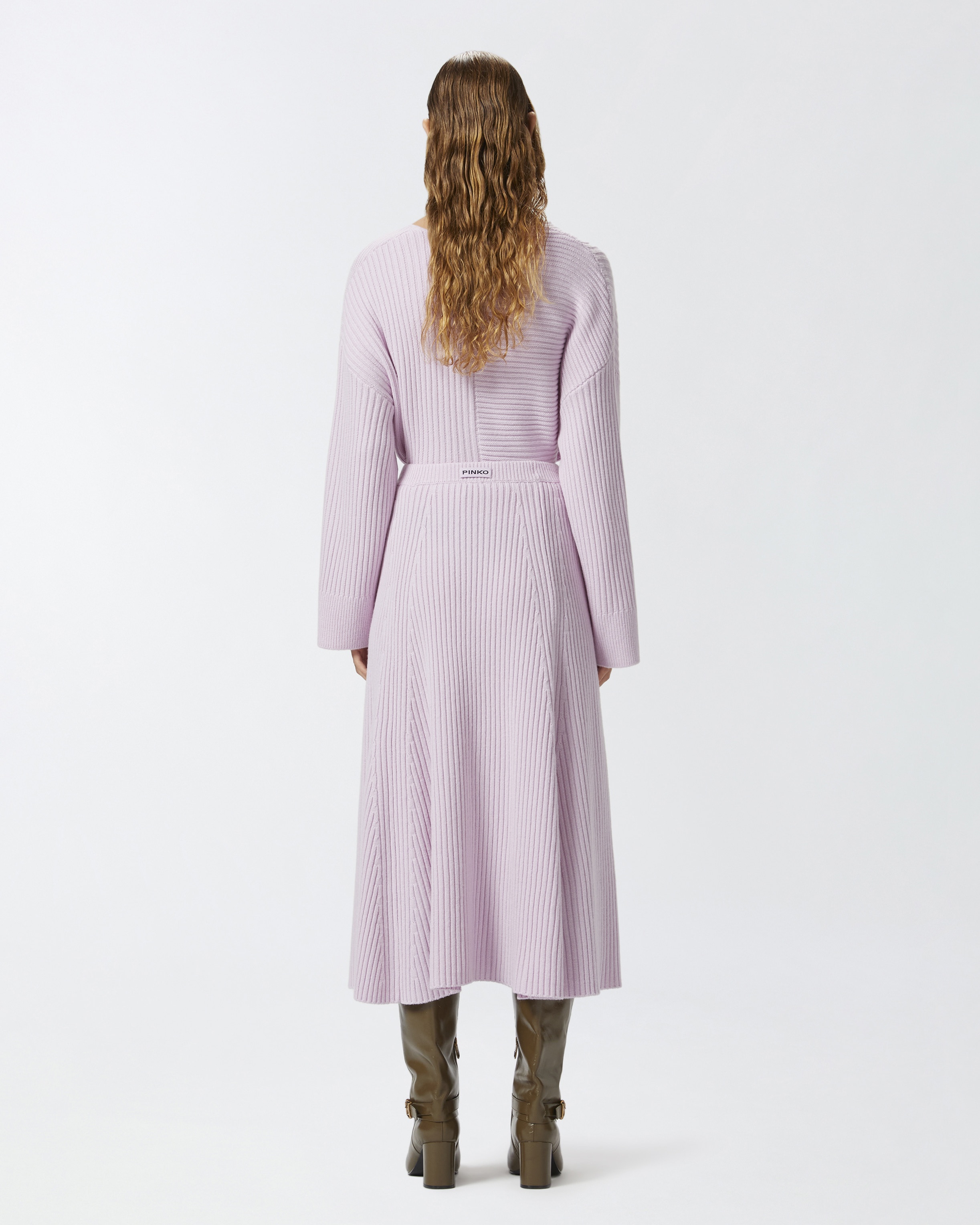 FLARED CASHMERE-BLEND RIBBED KNIT SKIRT - 4