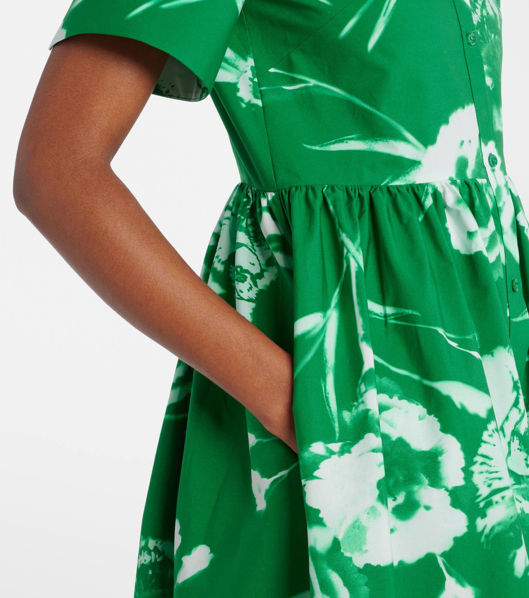 Floral cotton poplin shirt dress - 5