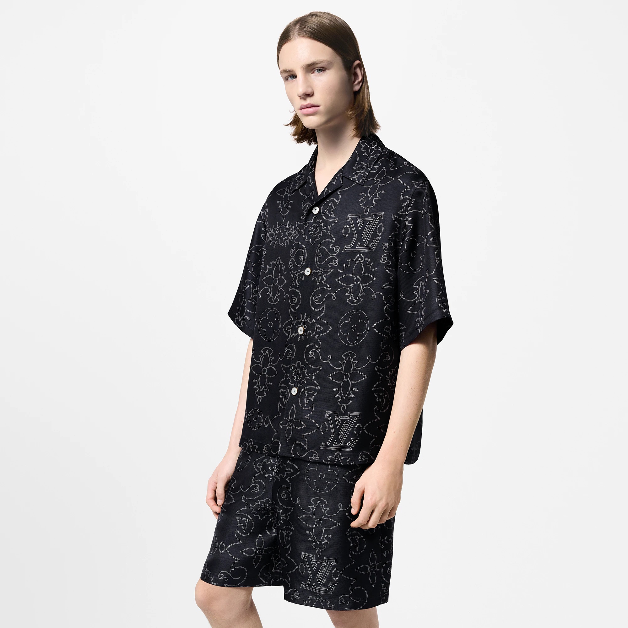Printed Short-Sleeved Silk Shirt - 2