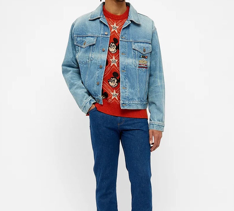 Gucci x Disney Mickey Mouse Pattern Crewneck Knitted Sweater For Men Orange 601563-XKA57-7841 - 3