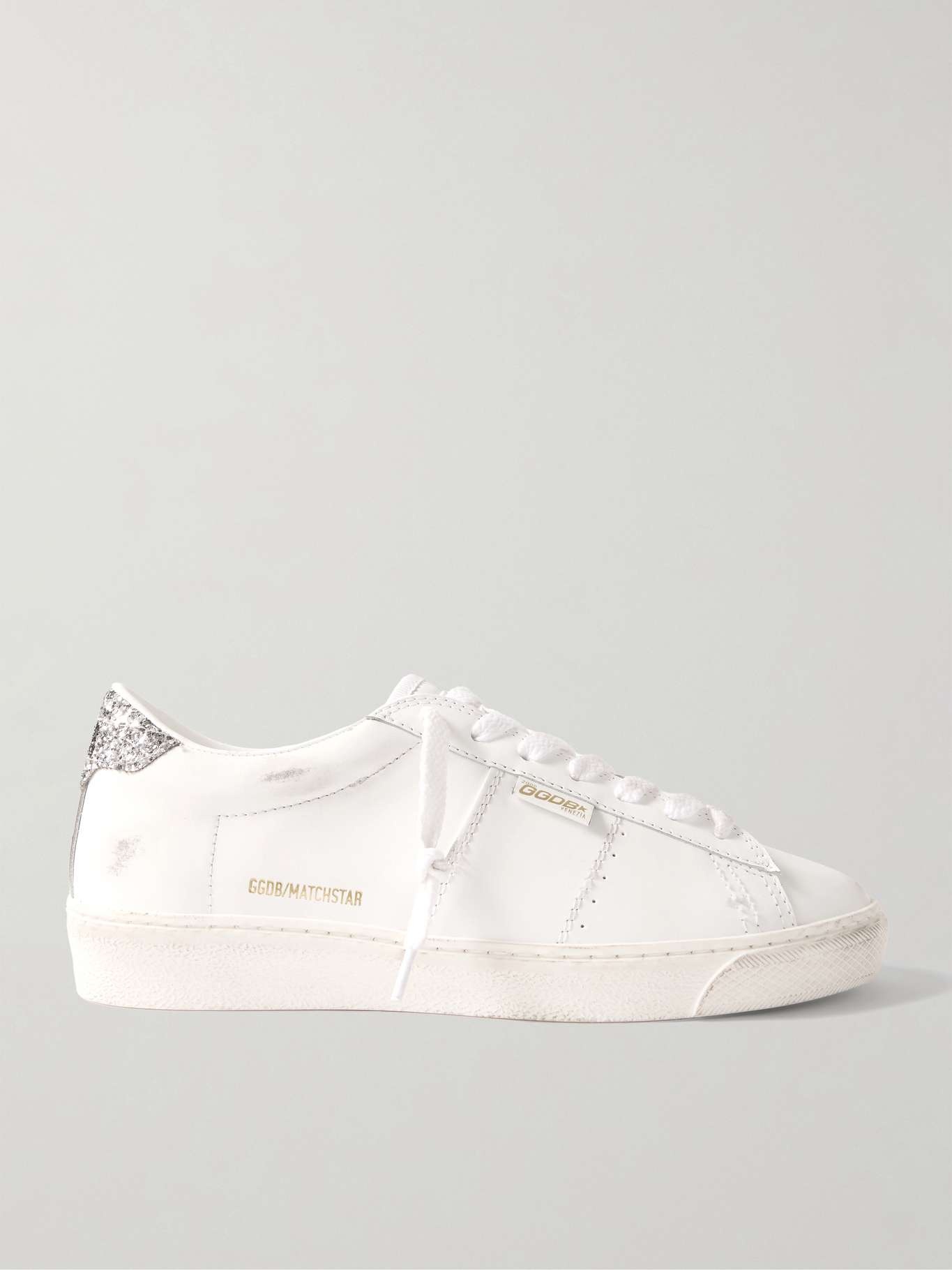 Matchstar distressed glittered leather sneakers - 1