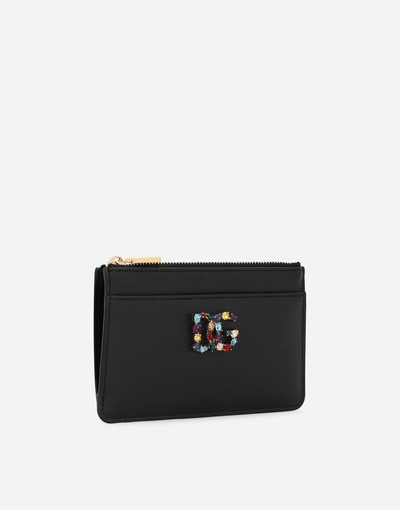 Dolce & Gabbana Calfskin card holder with rhinestone-detailed DG logo outlook