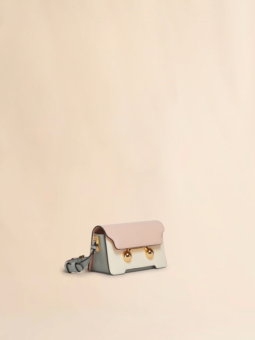 LIGHT PINK, WHITE AND GREY LEATHER TRUNKAROO MINI SHOULDER BAG - 5