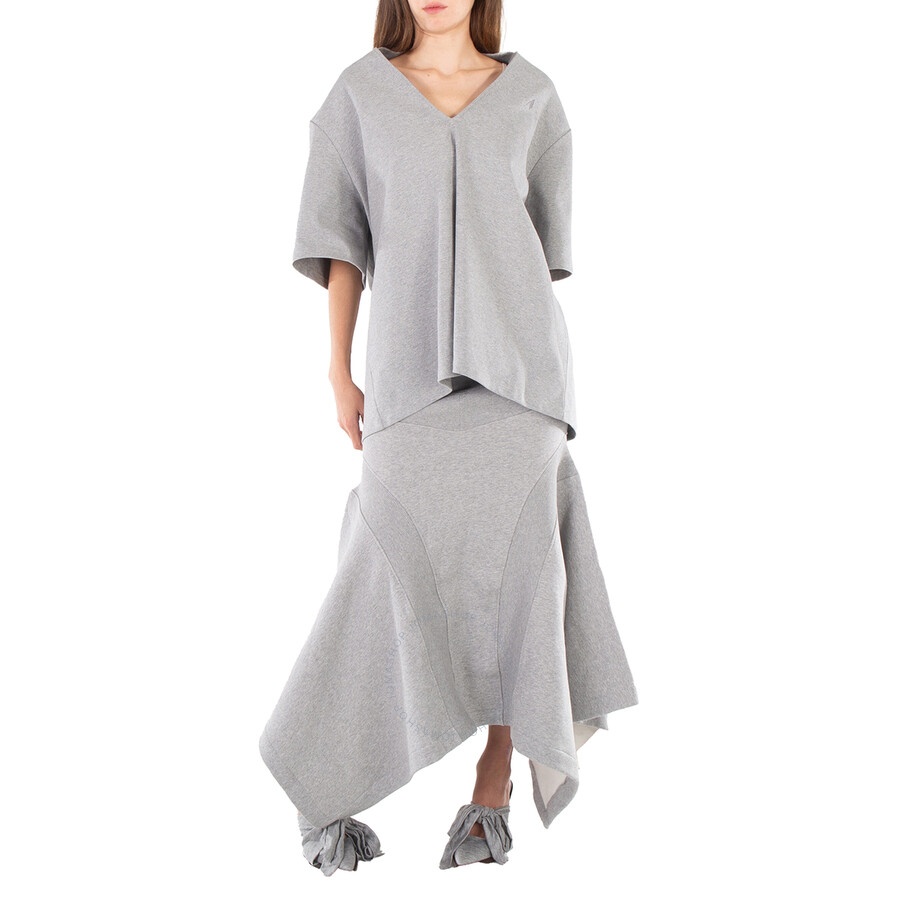 The Attico Grey Asymmetrical Cotton Maxi Skirt - 4