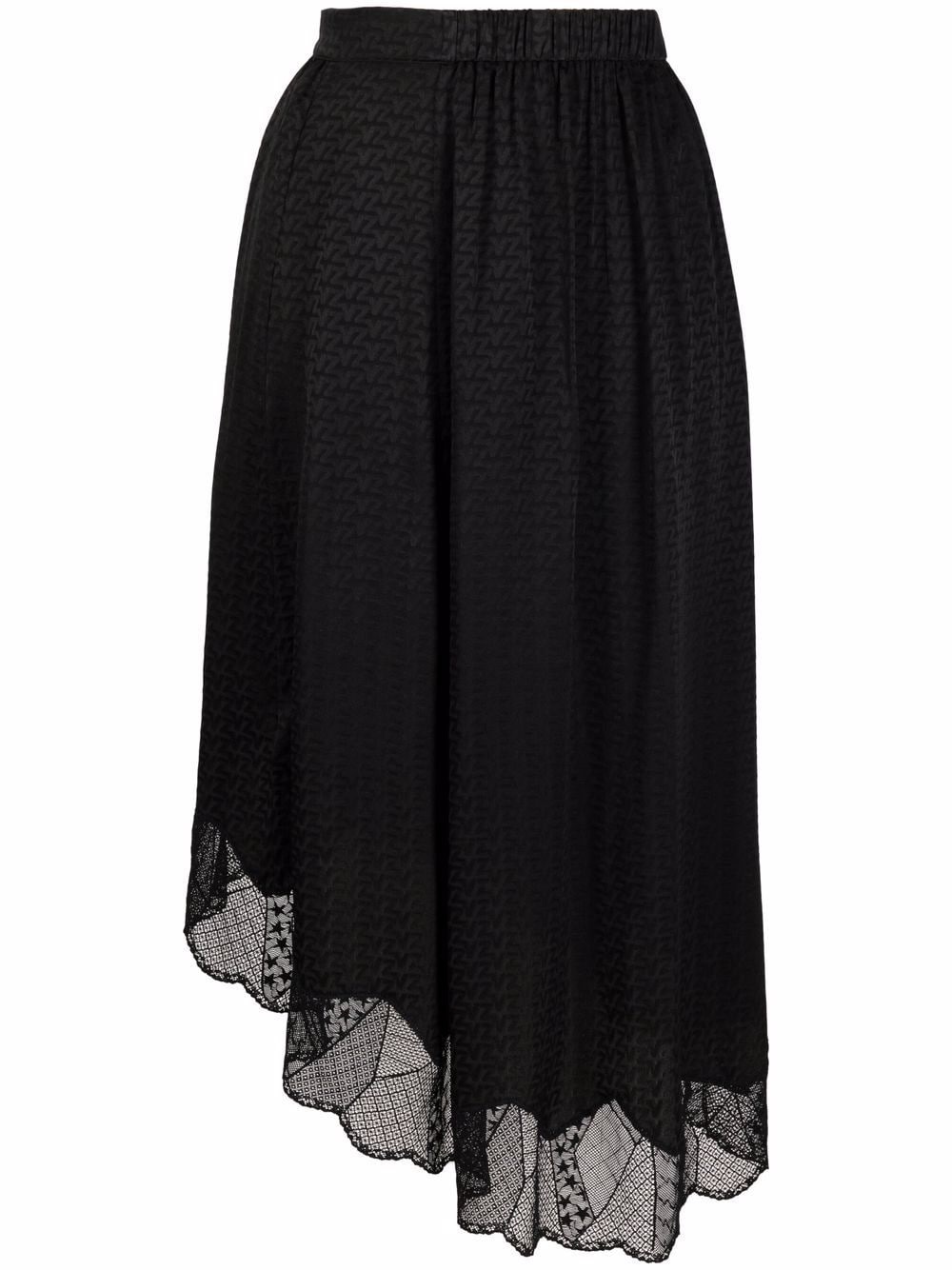 sheer-panelling slip-on asymmetric skirt - 1