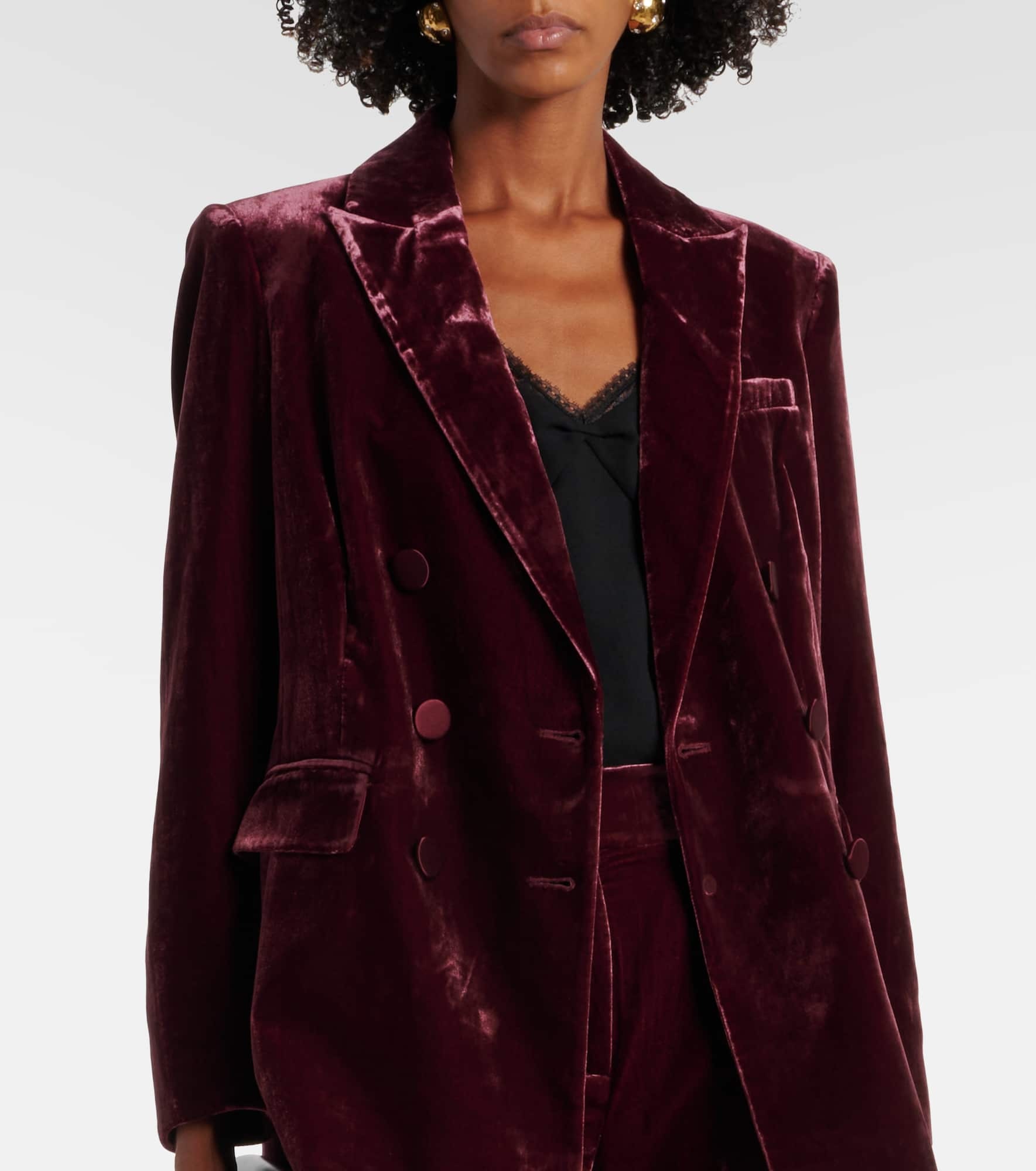 Ellette double-breasted velvet blazer - 6