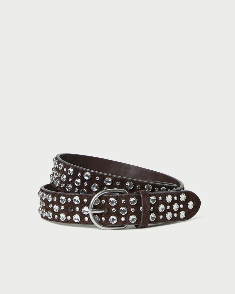 Kip Brown Suede Rhinestone Belt 1