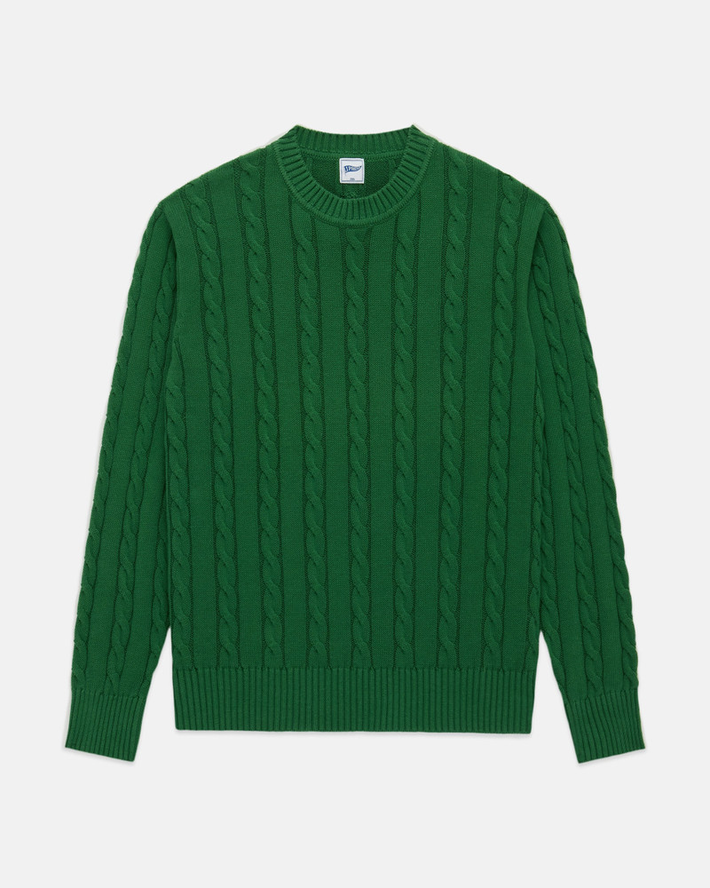 J. PRESS GREEN LINEN-COTTON CABLEKNIT SWEATER - TRIM FIT outlook