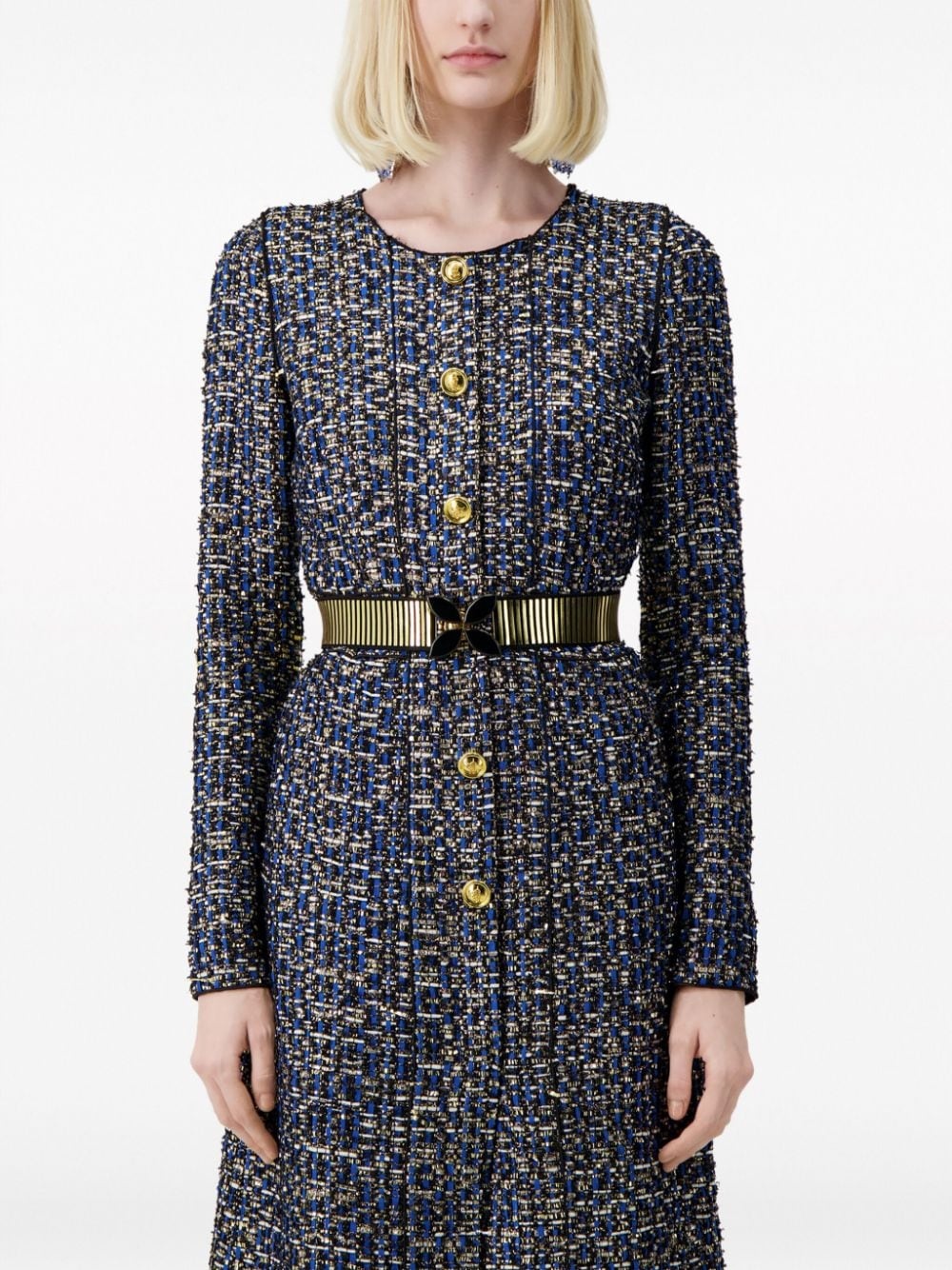 tweed A-line cotton maxi dress - 5