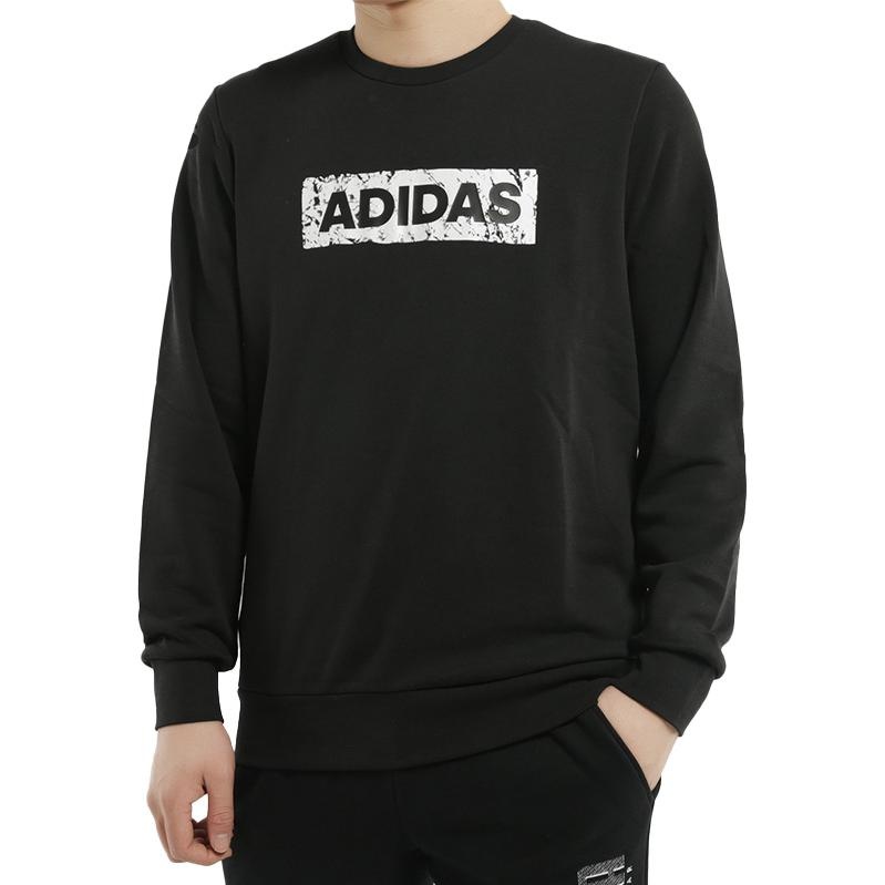 Men's adidas Printing Alphabet Round Neck Pullover Long Sleeves Black DW4601 - 3