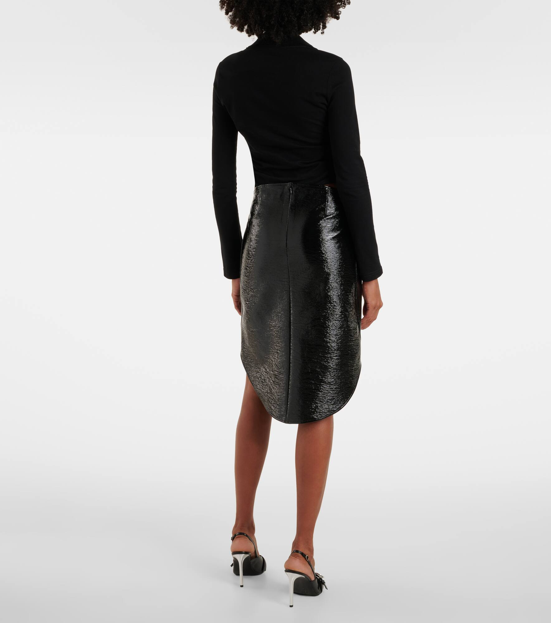 Faux leather midi skirt - 3