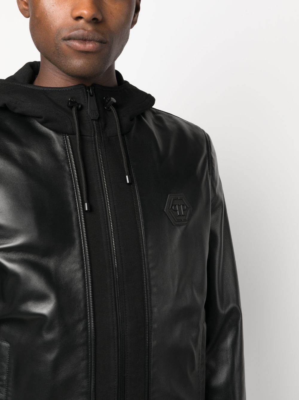 leather hooded jacket - 5