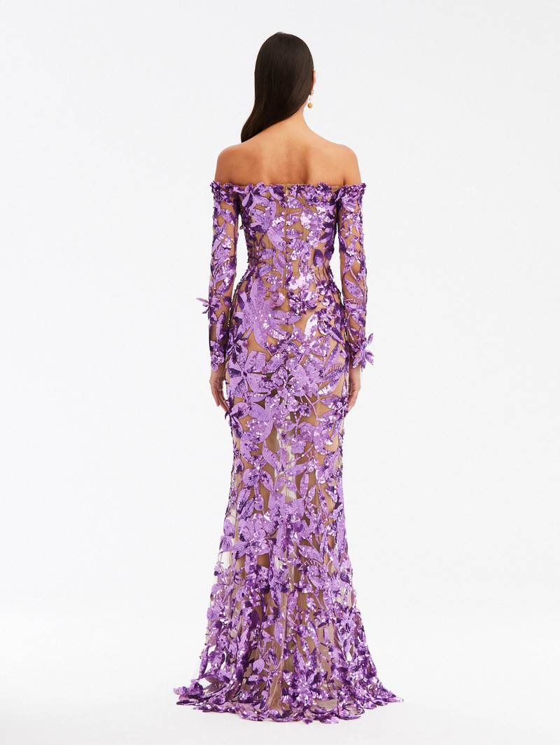 Oscar de la Renta OFF SHOULDER SEQUIN EMBROIDERED GOWN outlook