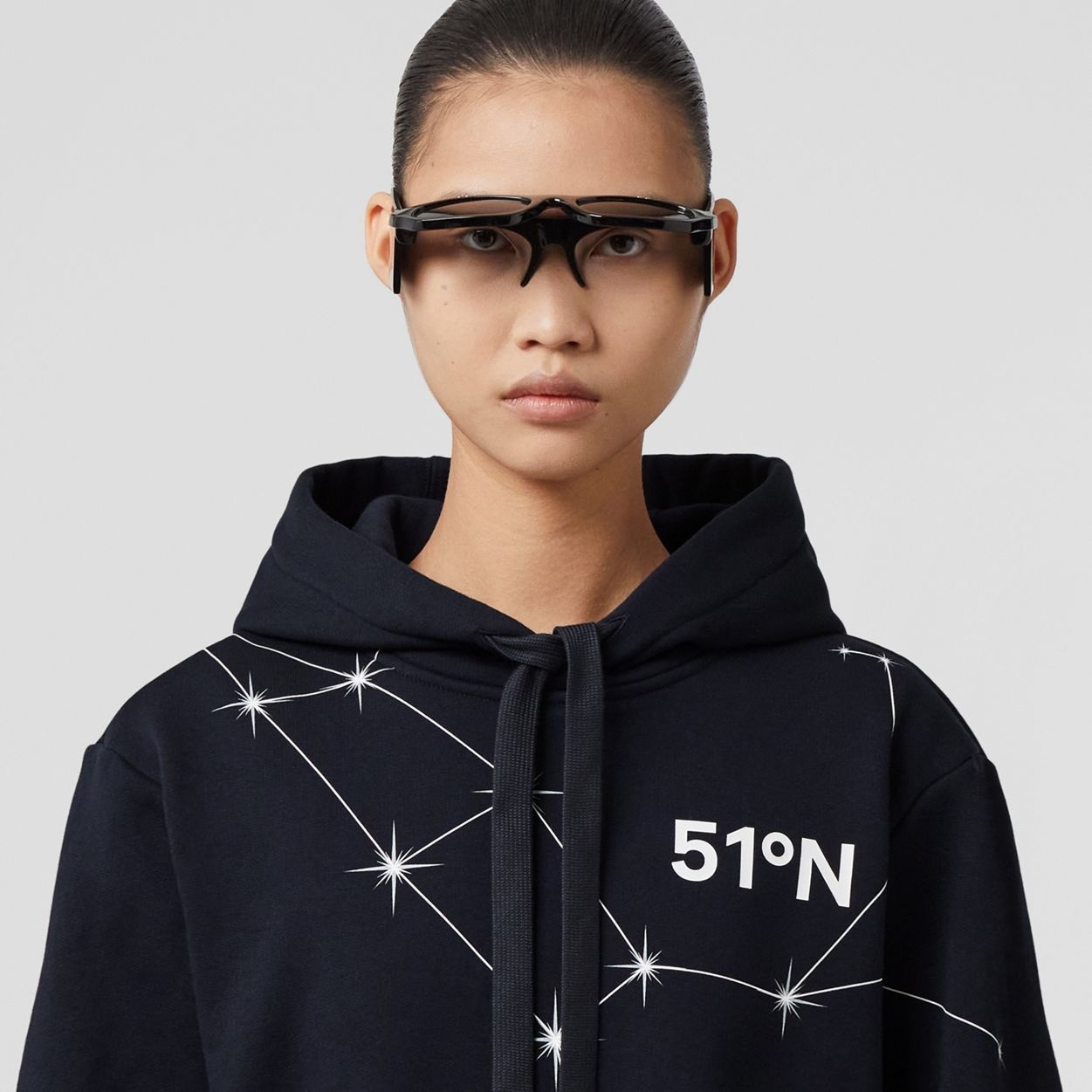 Constellation Print Cotton Cropped Hoodie - 3