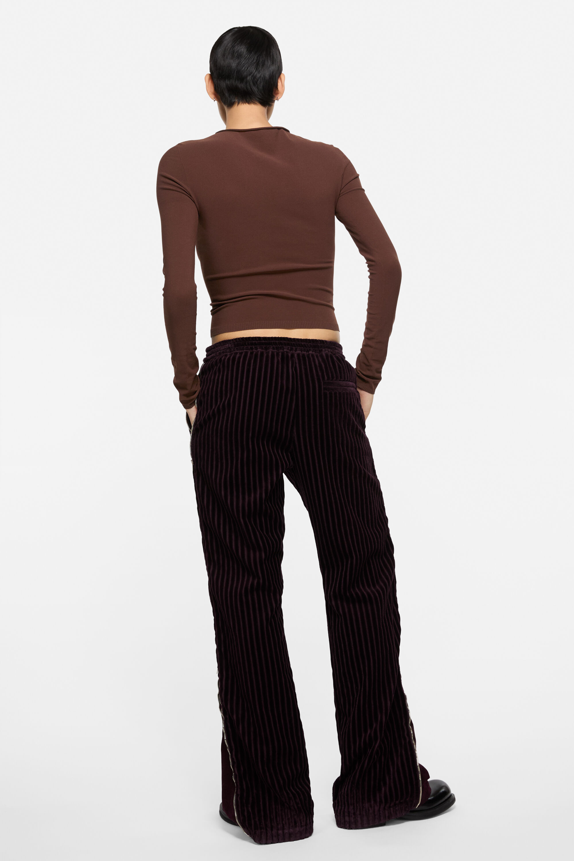 Fitted crewneck knit - Burgundy/brown - 3