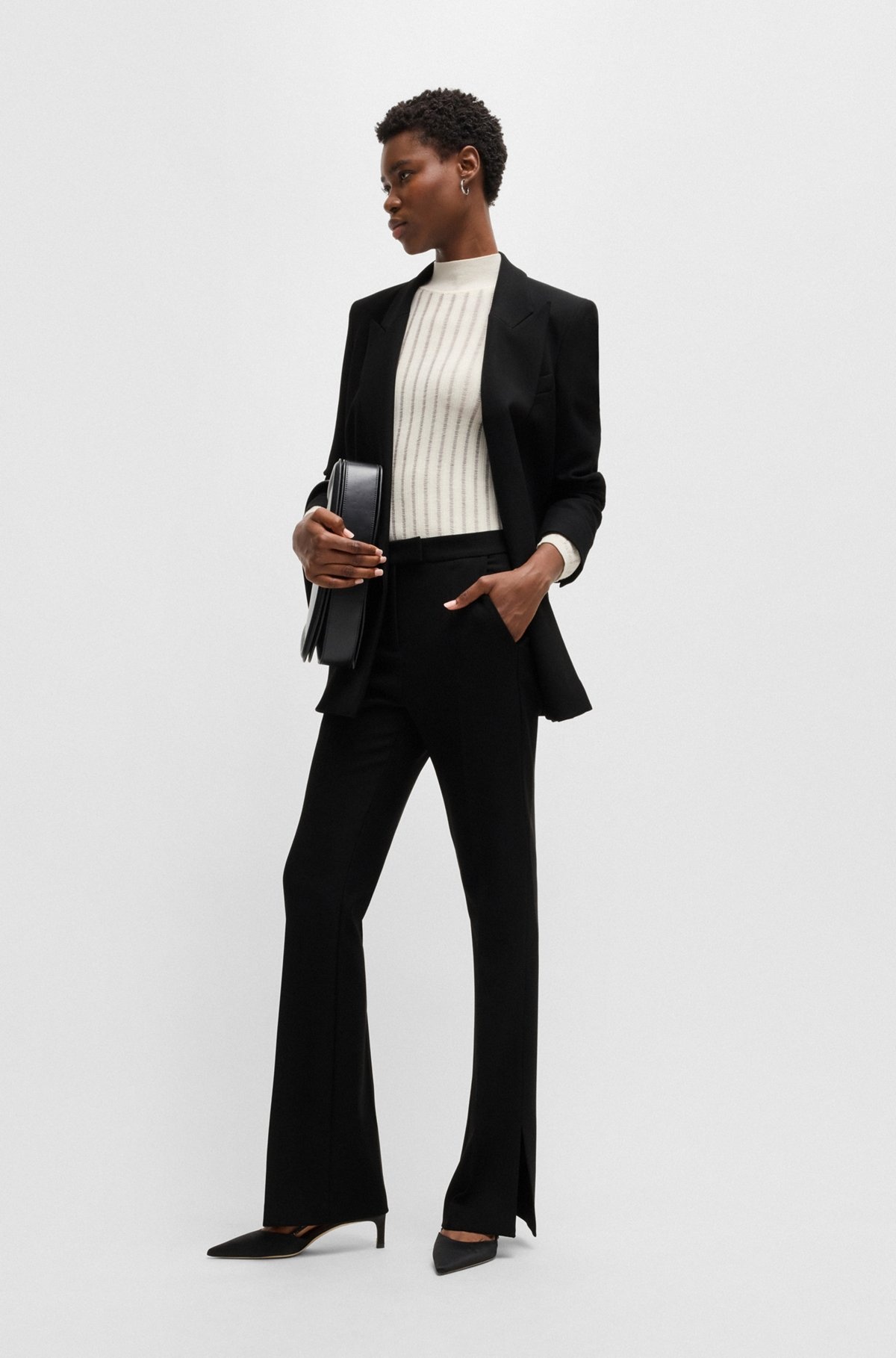 HIGH-WAISTED SLIM-FIT TROUSERS WITH FLARED LEG - 3