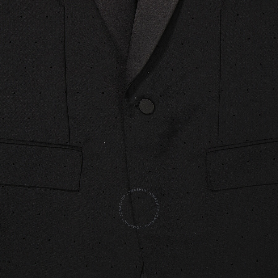 Burberry Men's Black English-fit Rhinestone Mohair And Wool Tailored Jacket - 7