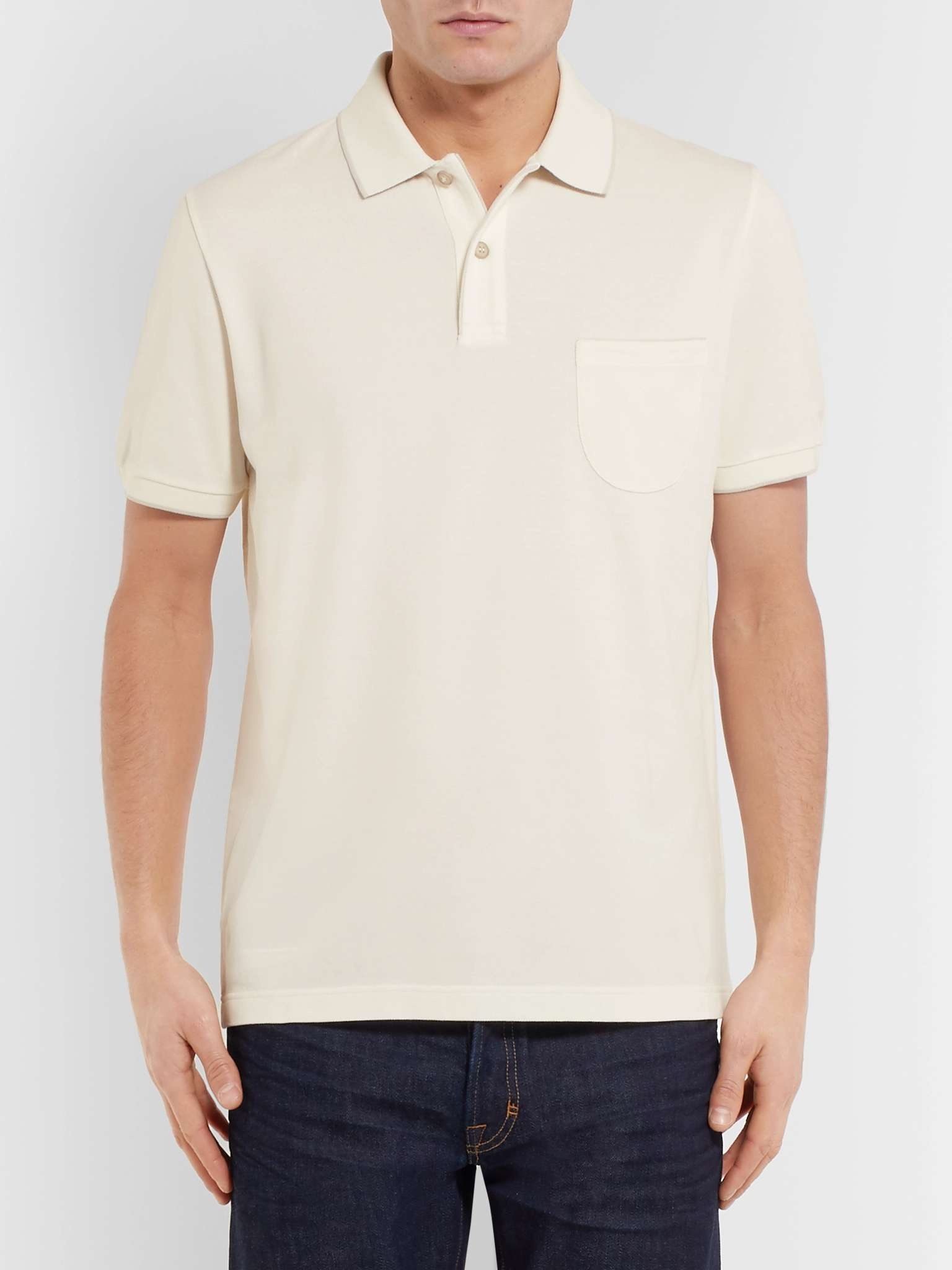 Contrast-Tipped Stretch-Cotton Piqué Polo Shirt - 4