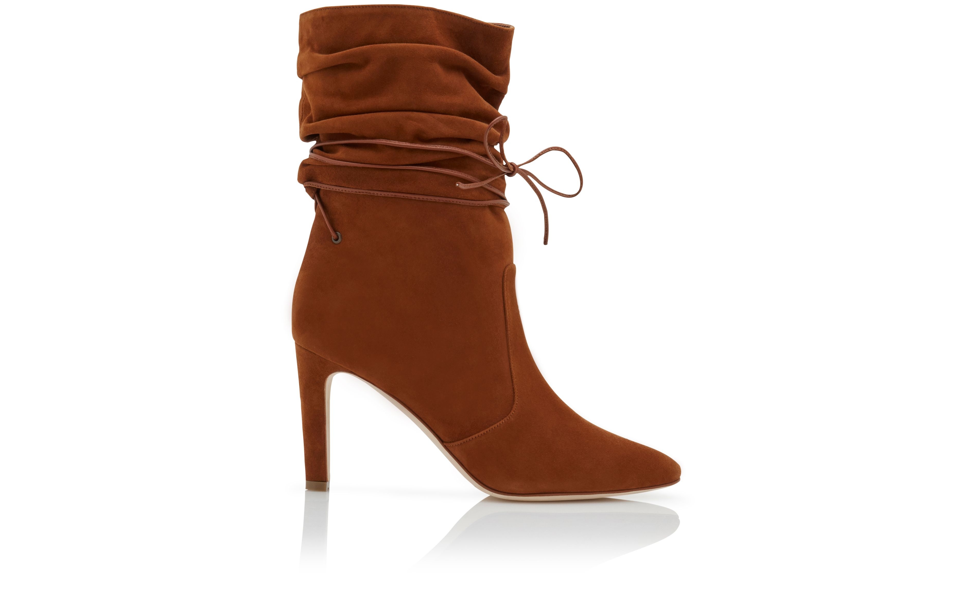 Brown Suede Slouchy Ankle Boots - 1