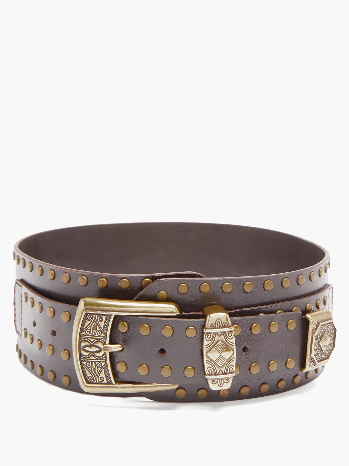 Studded leather waist belt - 4