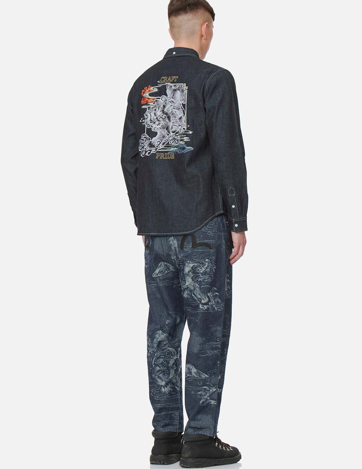 Komainu Framed Graphic Print Denim Shirt - 5