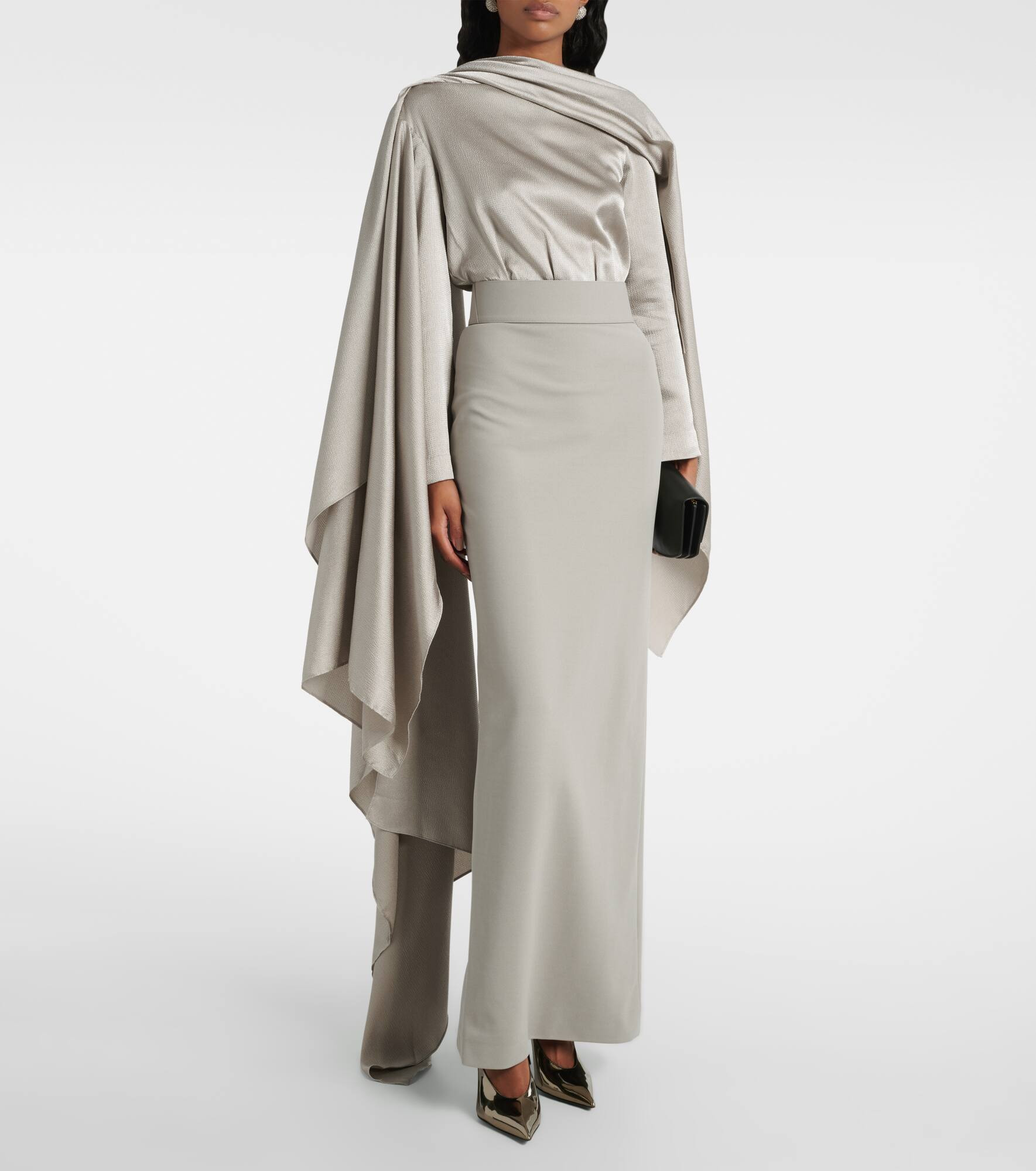 Rosalia draped satin-trimmed gown - 2