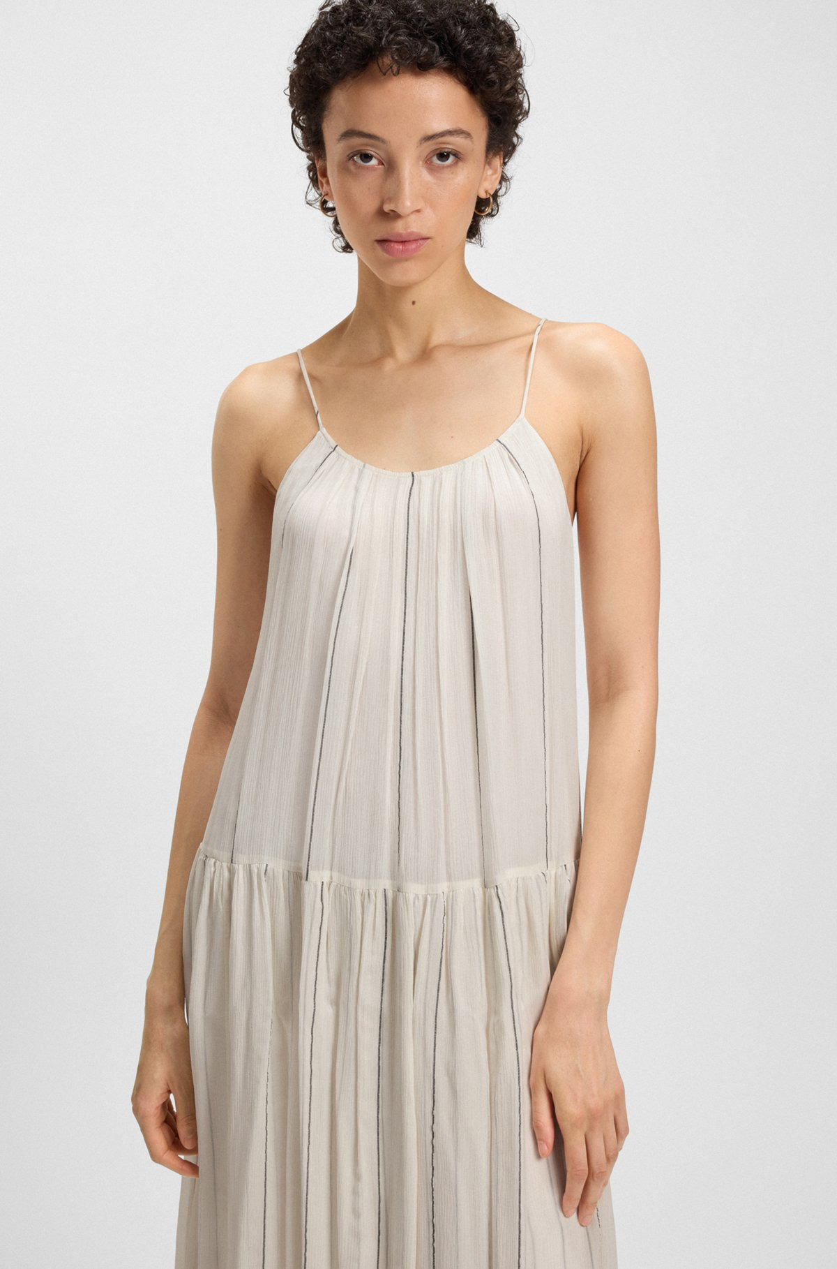 TIERED STRIPED DRESS WITH SILK - 5