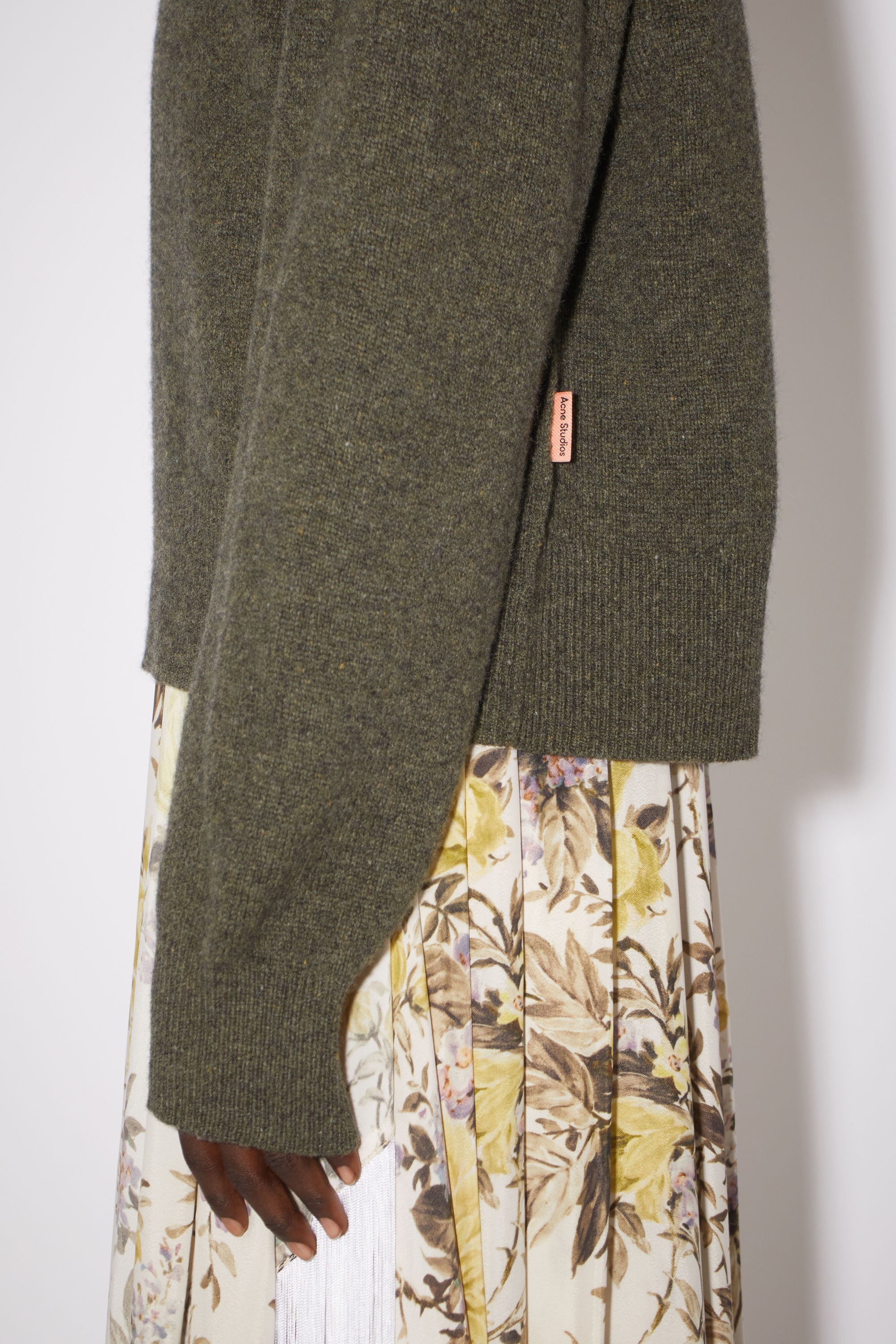 High neck jumper - Dark khaki melange - 4
