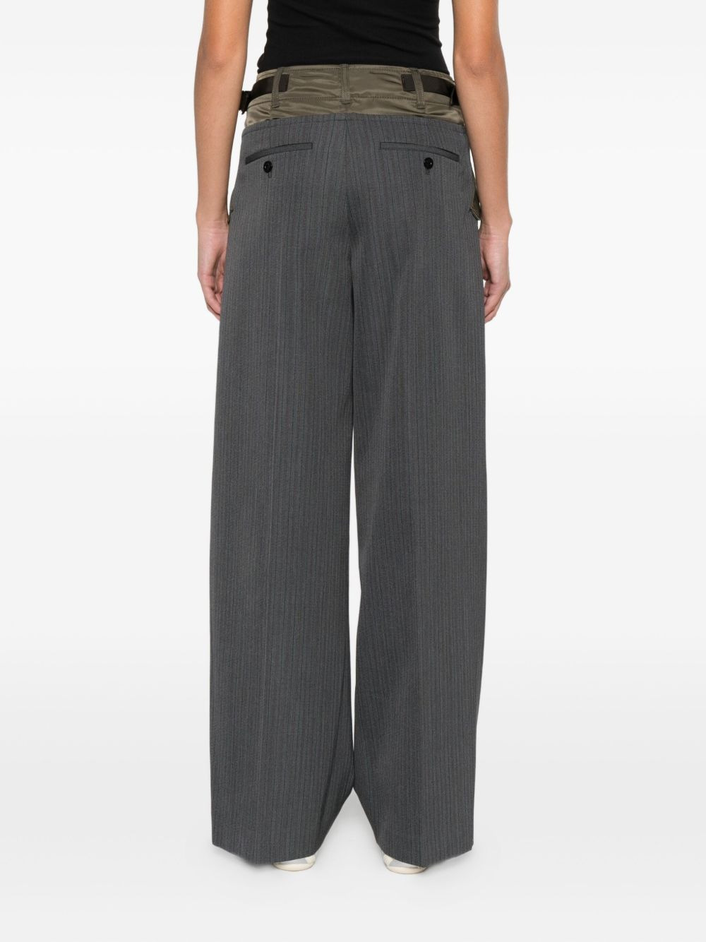 pinstripe panelled trousers - 4
