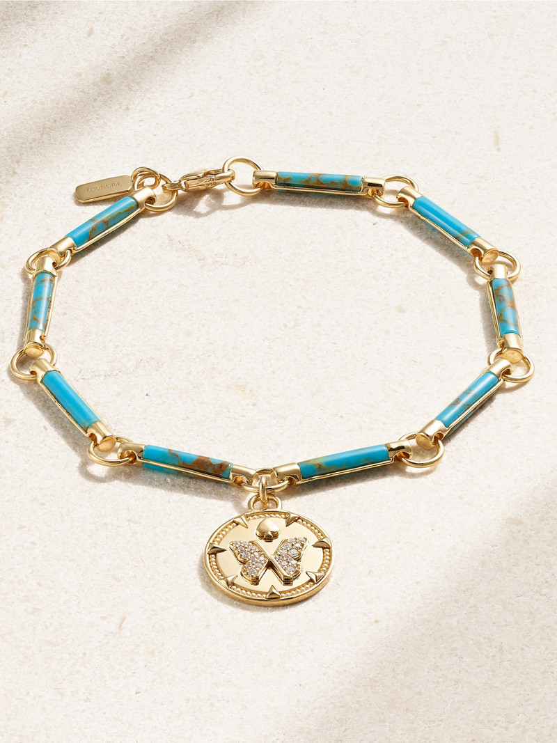 Reverie Element 18-karat Gold, Turquoise And Diamond Bracelet 1