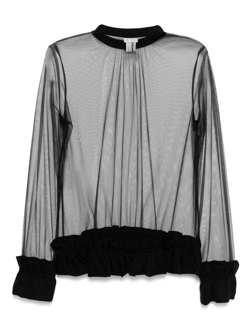 Noir Kei Ninomiya sheer long-sleeved top outlook