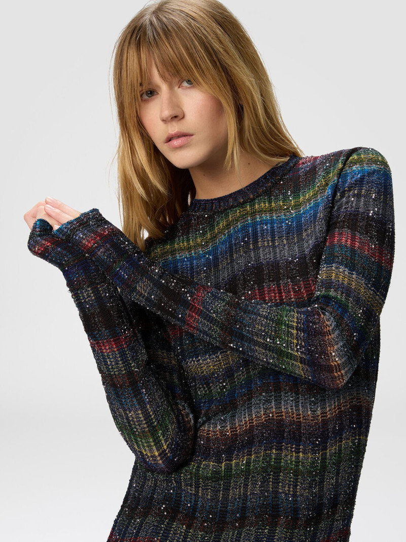 Crew neck sweater with wave pattern 4