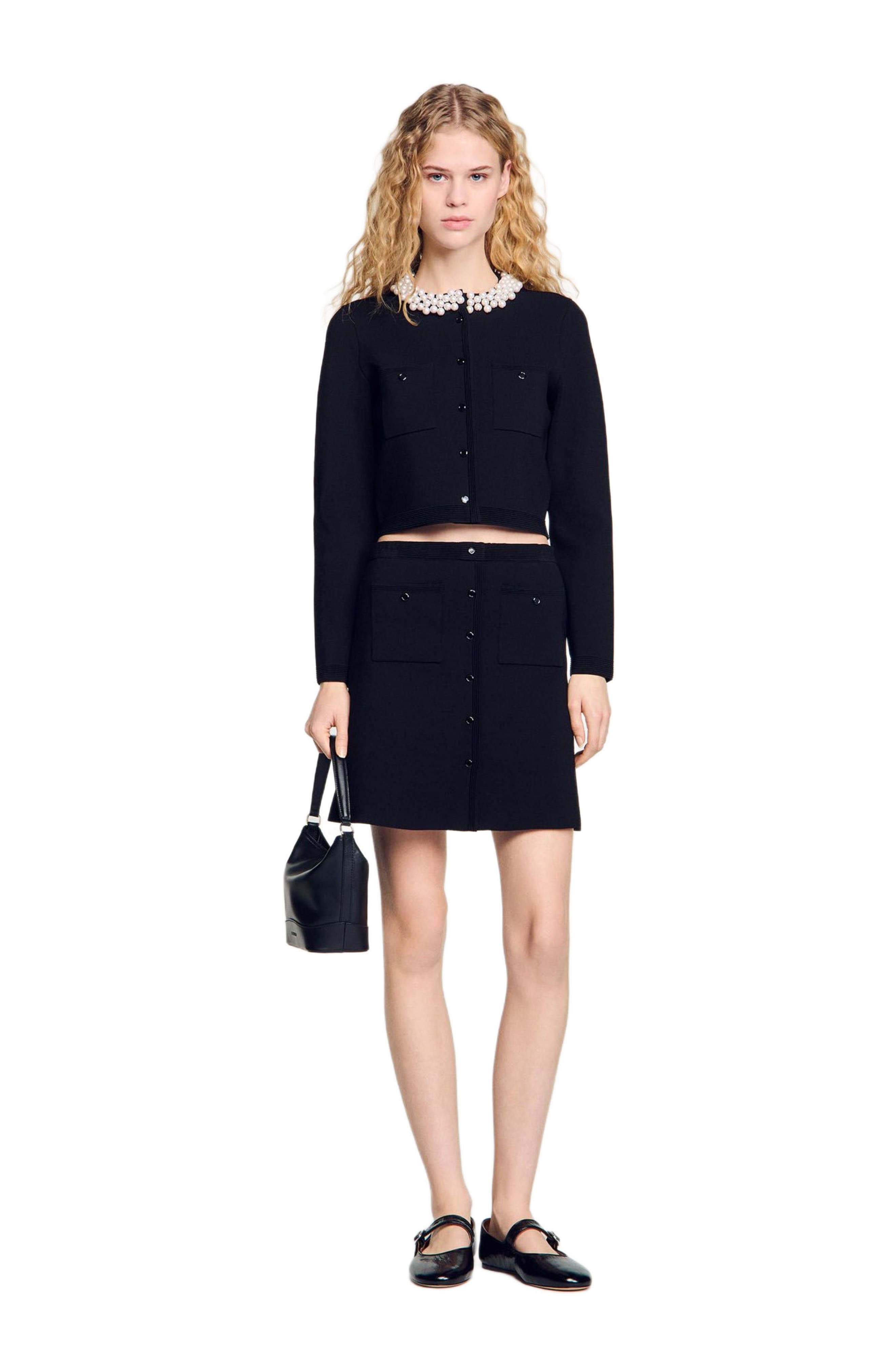 SANDRO Short knit skirt in Black at Nordstrom - 6