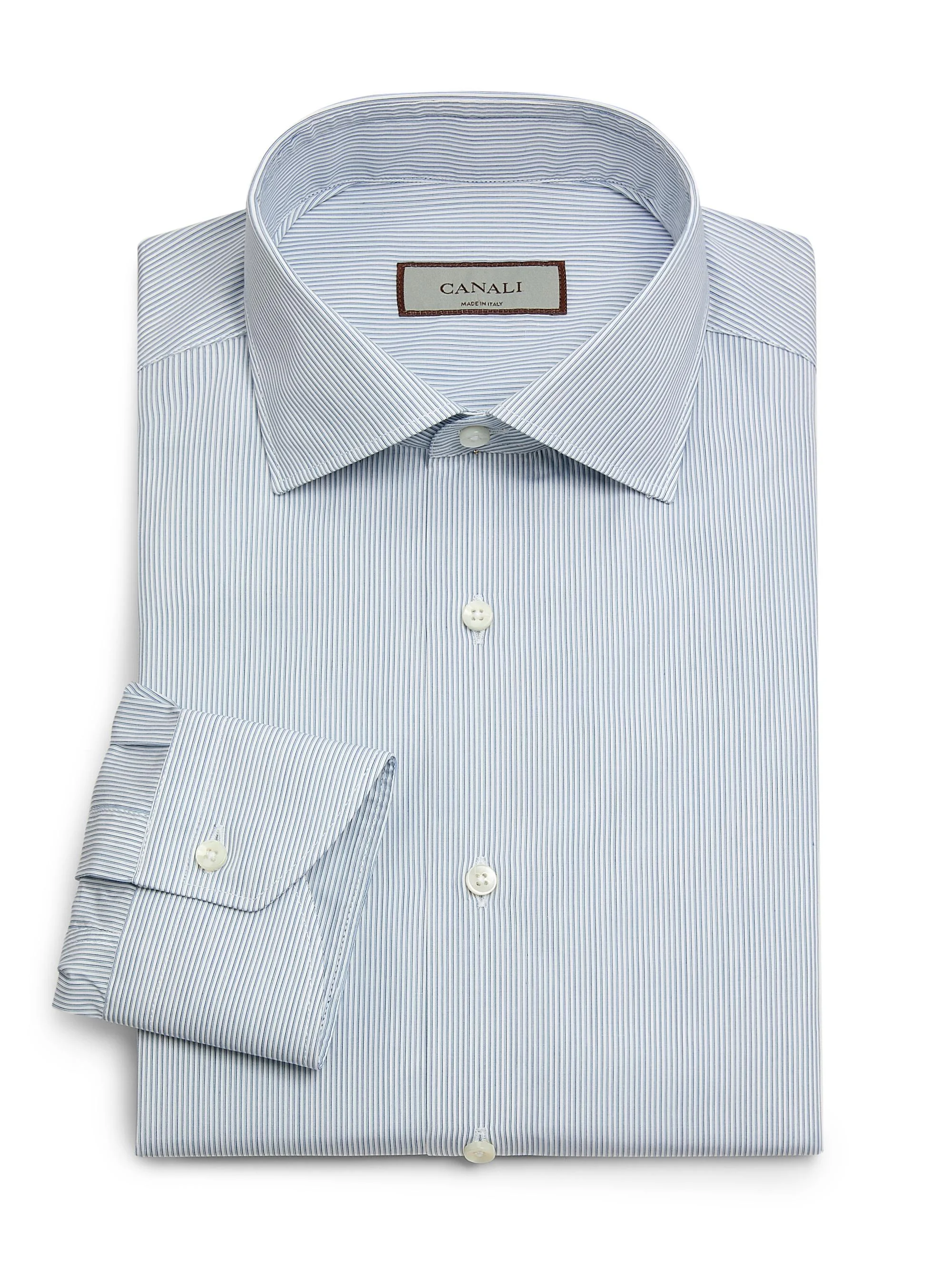 Men's Micro Stripe Cotton Dress Shirt - Blue White - 1
