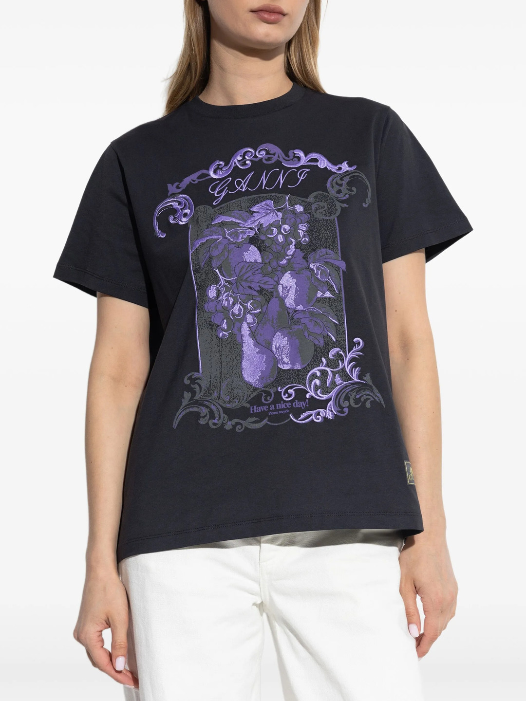 Basic Cotton Jersey Damask Relaxed Fit T-Shirt - 3