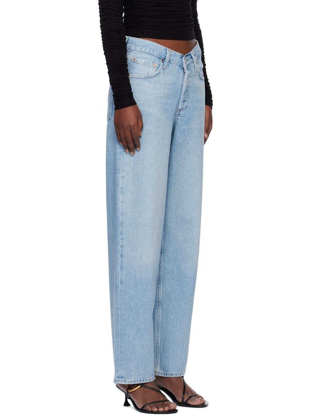 Blue V-Waist Baggy Jeans - 2