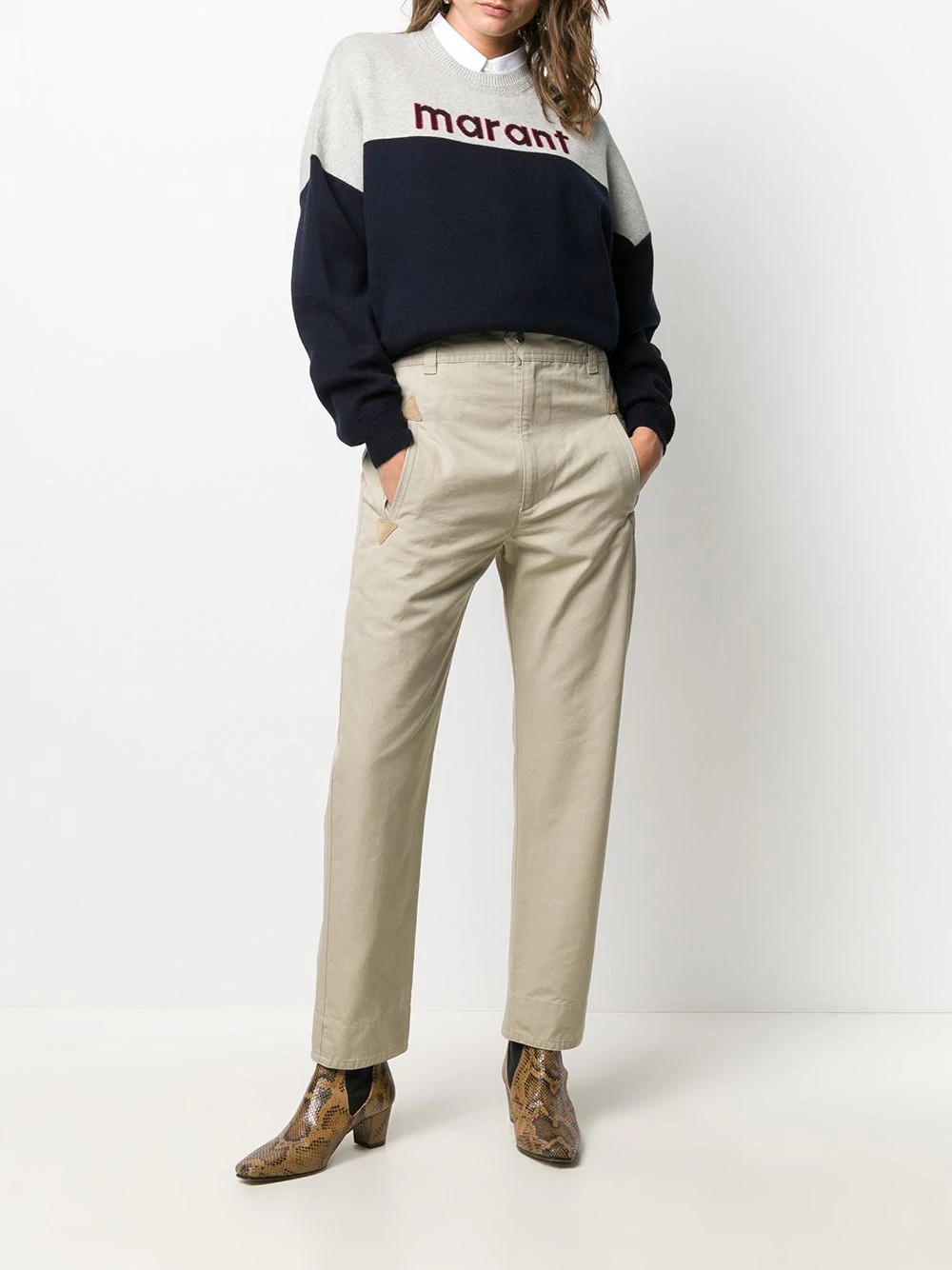 tapered high-waisted trousers - 2