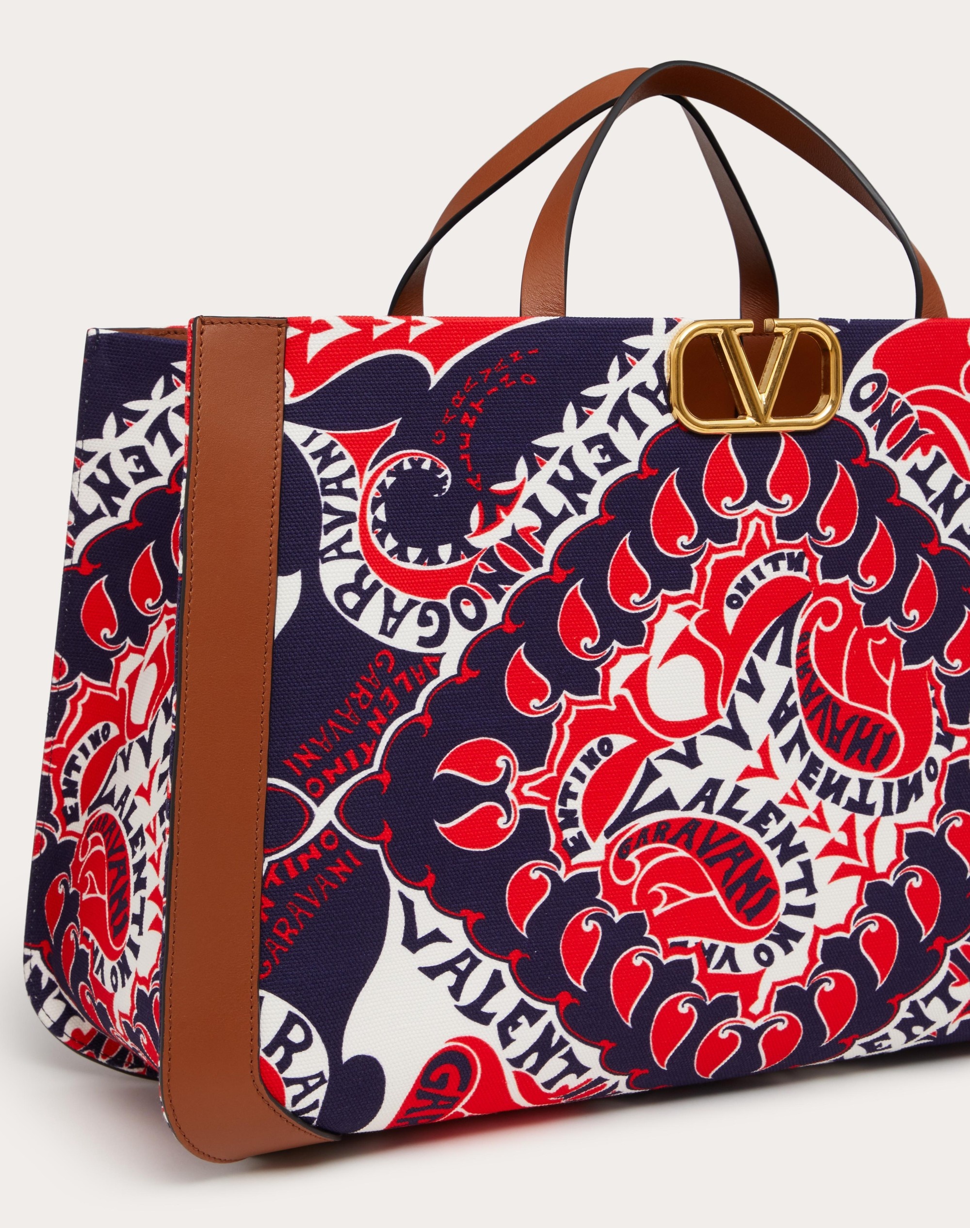 VLOGO SIGNATURE CANVAS HANDBAG WITH ARCHIVE MANIFESTO BANDANA PRINT - 5