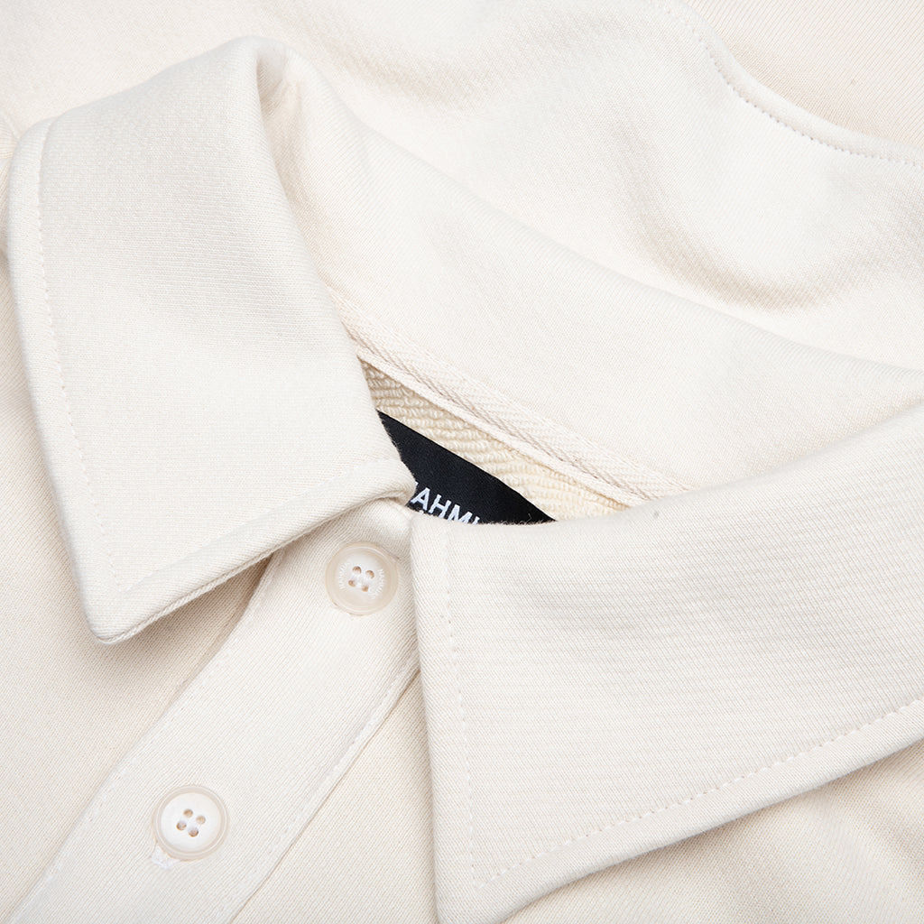 L/S POLO HENLEY SHIRT - EGG WHITE - 3