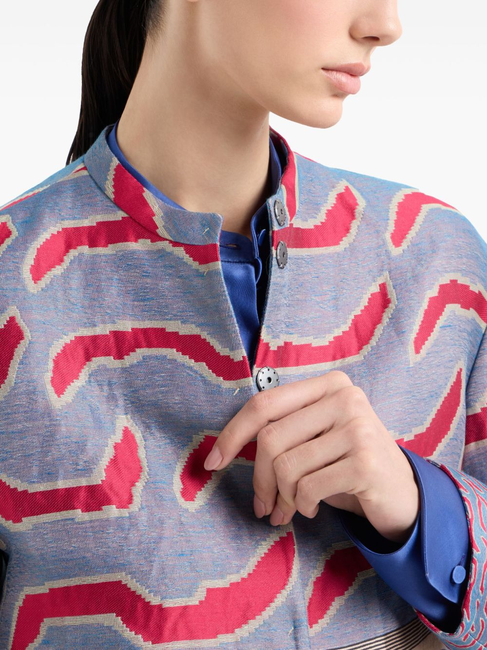 patterned-jacquard coat - 6